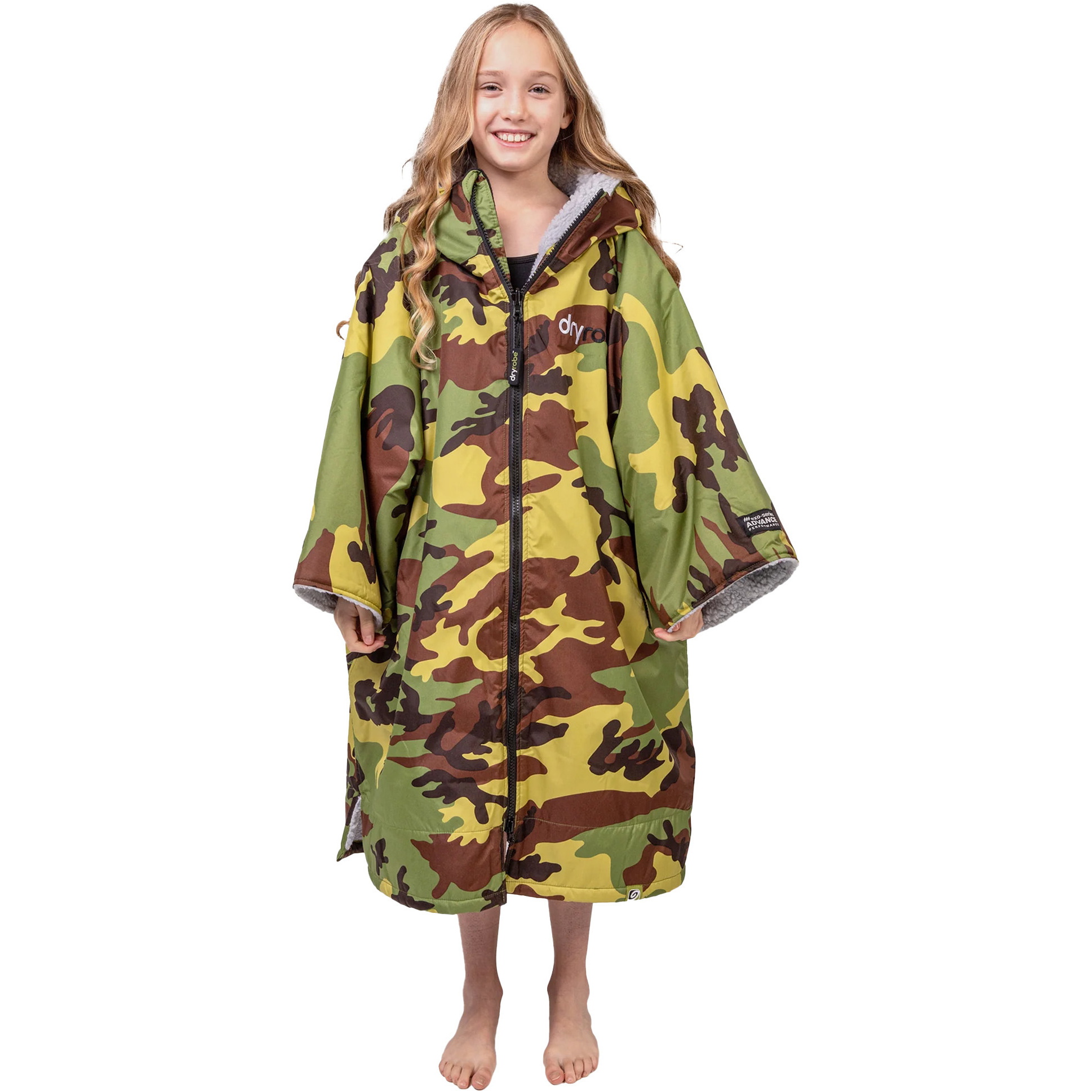 2026 Dryrobe Junior Advance Short Sleeve Changing Robe V3KSS - Camo / Grey